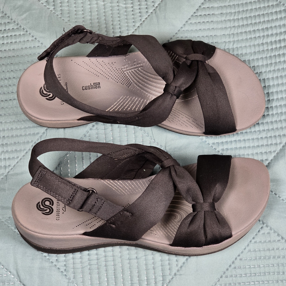 🌸 Clarks Cloudsteppers Cushion Soft Sandals Women's Size 8 Black - Picture 13 of 14